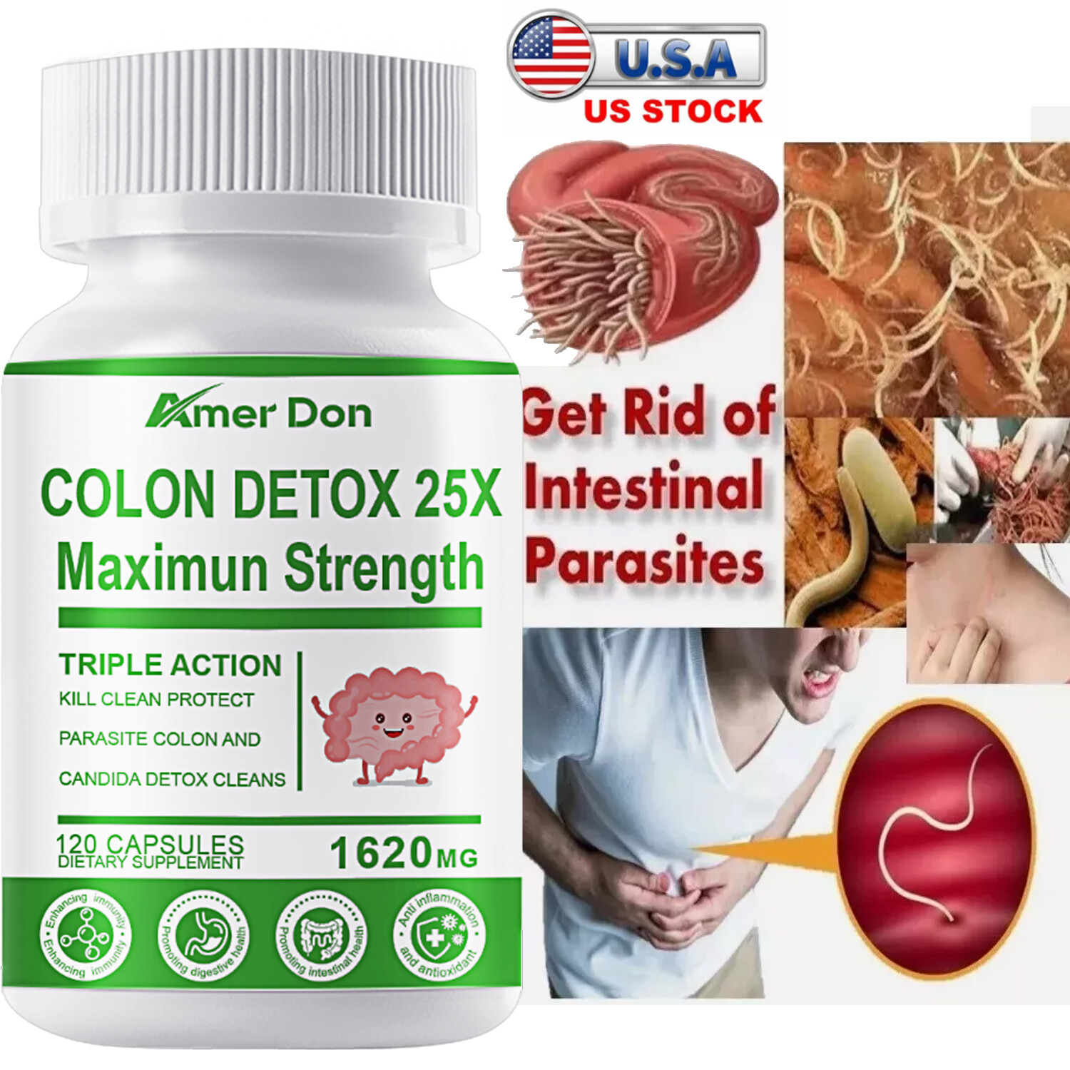Parasite Cleanse DETOX Liver Colon Yeast Killer Pills All Natural detox candida