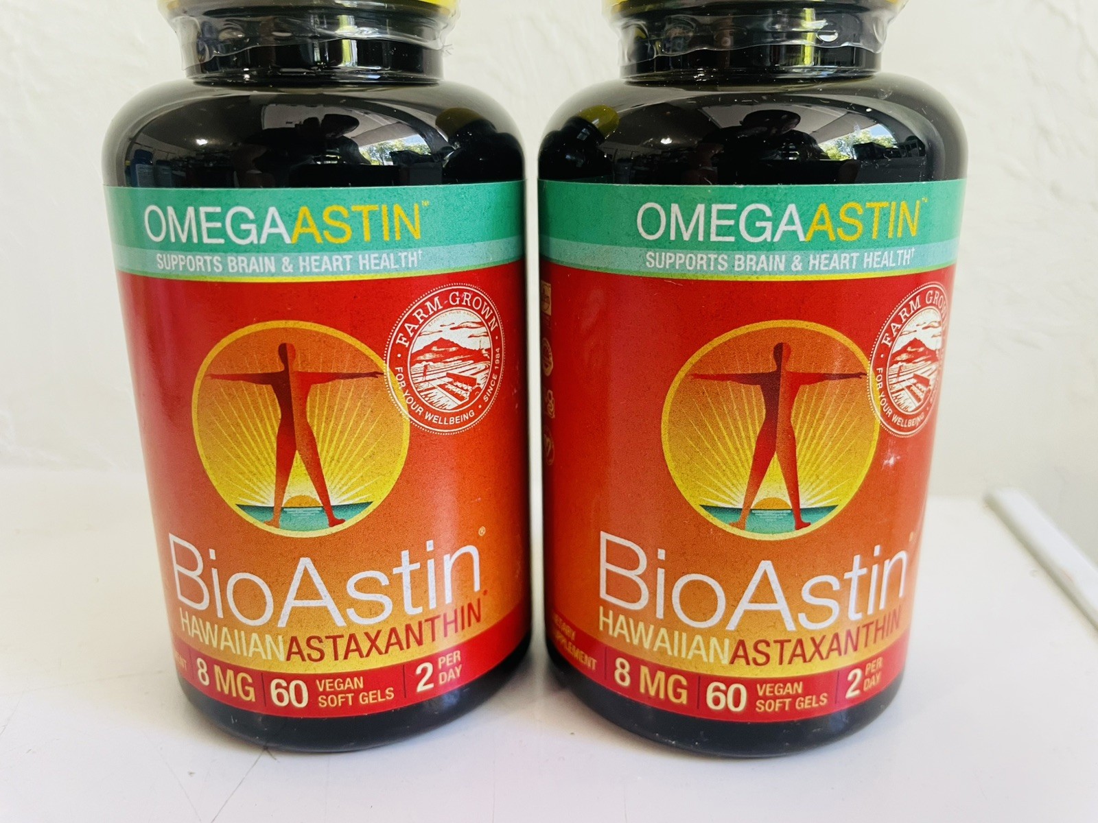 Lot of 2 BioAstin Hawaiian Astaxanthin 8mg 60 Soft Gels each NEW Sealed