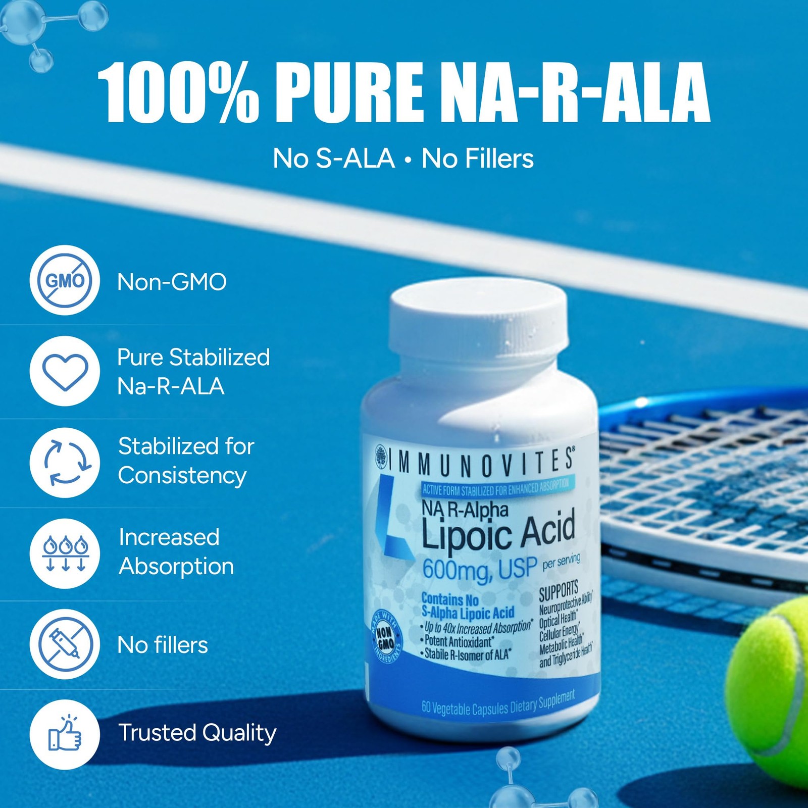 Stabilized R-Alpha Lipoic Acid ((True)) 600mg per Serving [[High Potency & up…
