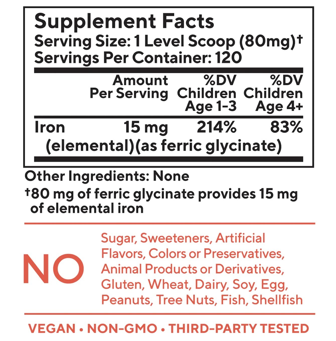 Tasteless Iron for + Toddlers- 4-Month Supply- No Sweeteners, Flavors or Pres…