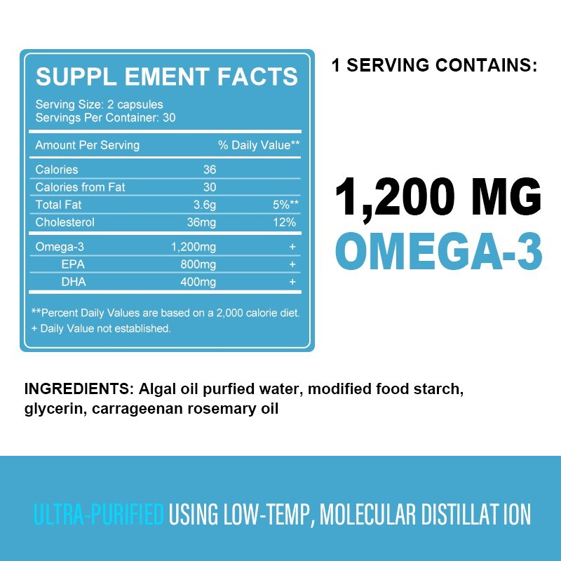 120 Omega 3 Fish Oil Capsules 3x Strength 1200mg EPA & DHA, Highest Potency US