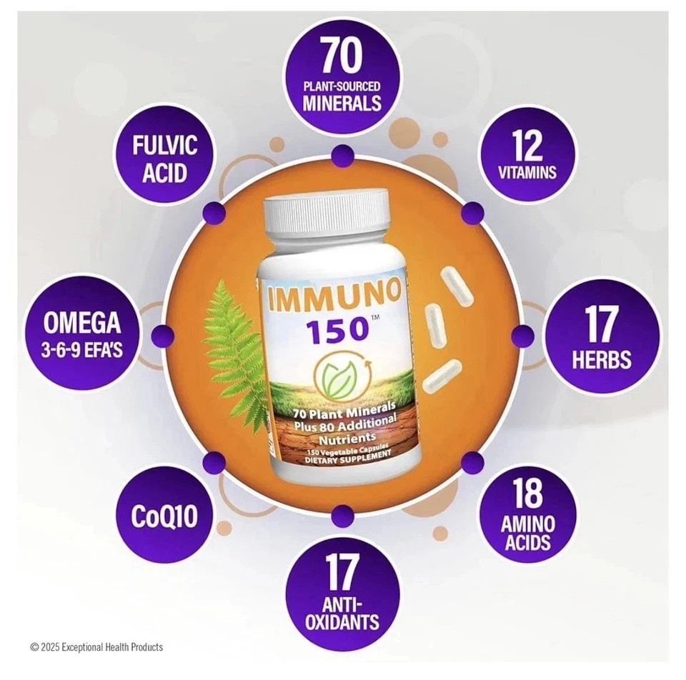 Immuno 150 Immune Support Supplement – 150 Veg Capsules Vitamins & Minerals