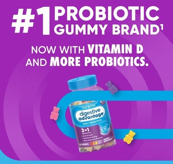 (2X Bottles) Digestive Advantage Daily Probiotic Gummies, 60CT 😋🍓💪