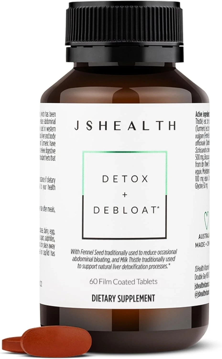 BRAND NEW SEALED JS Health Detox+Debloat Tablets: 60 Tablets