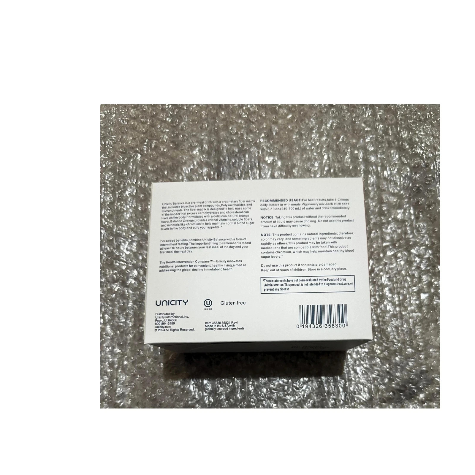 Unicity Balance Orange Fiber Drink Mix 30 Sticks Cholesterol Support