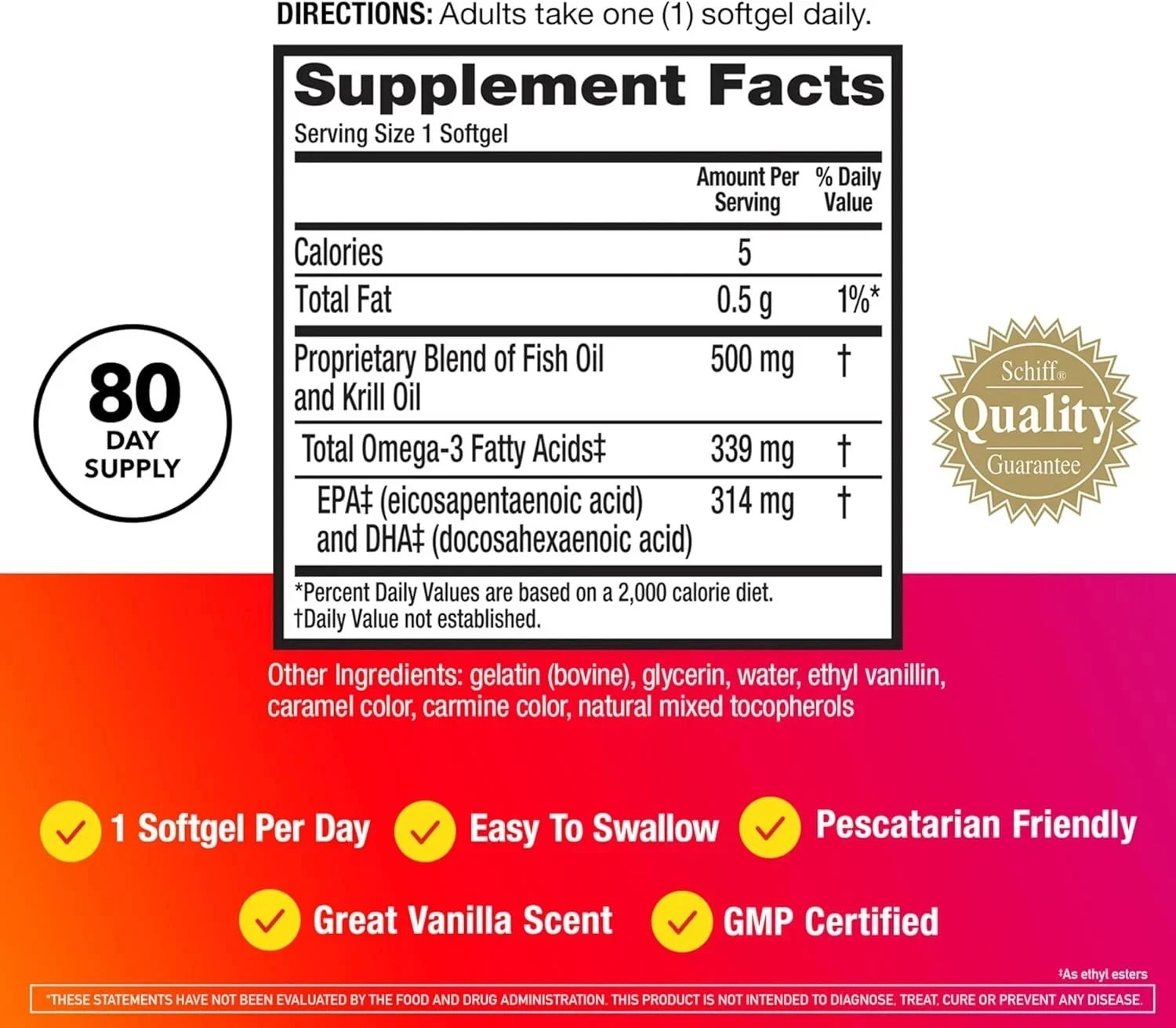 pack of 2 MegaRed Advanced Omega-3 500mg – 80 Softgels – Heart & Joint Support