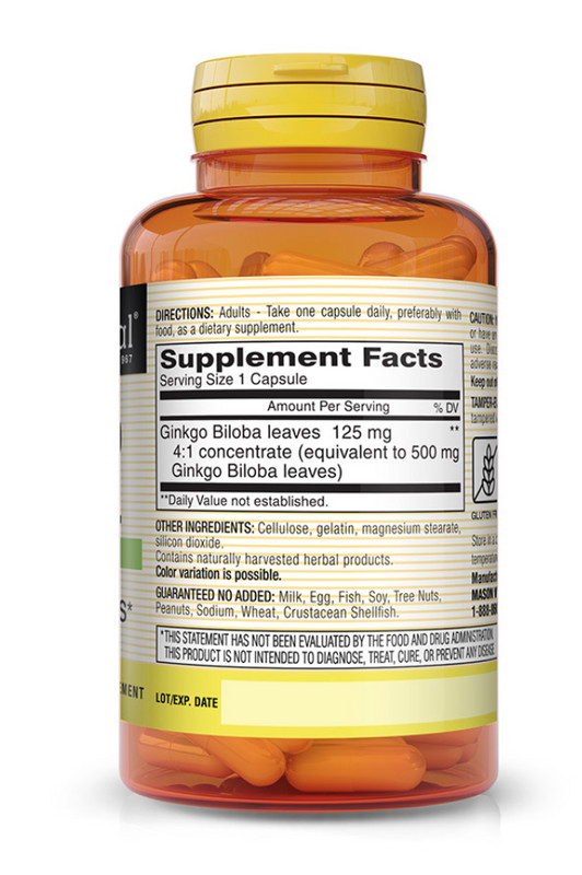 Mason Vitamins Ginkgo Biloba, Capsules, 180 Ct