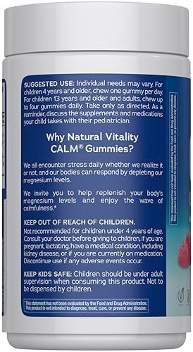 Natural Vitality Calm Magnesium Gummies Raspberry Lemon 240 Count