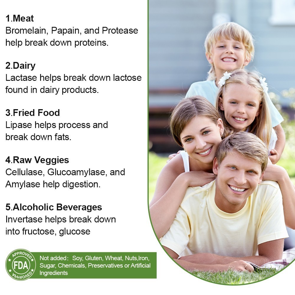 1200MG Digestive Enzymes Multi Enzymes Complex 120 Capsules with Probiotics CFU