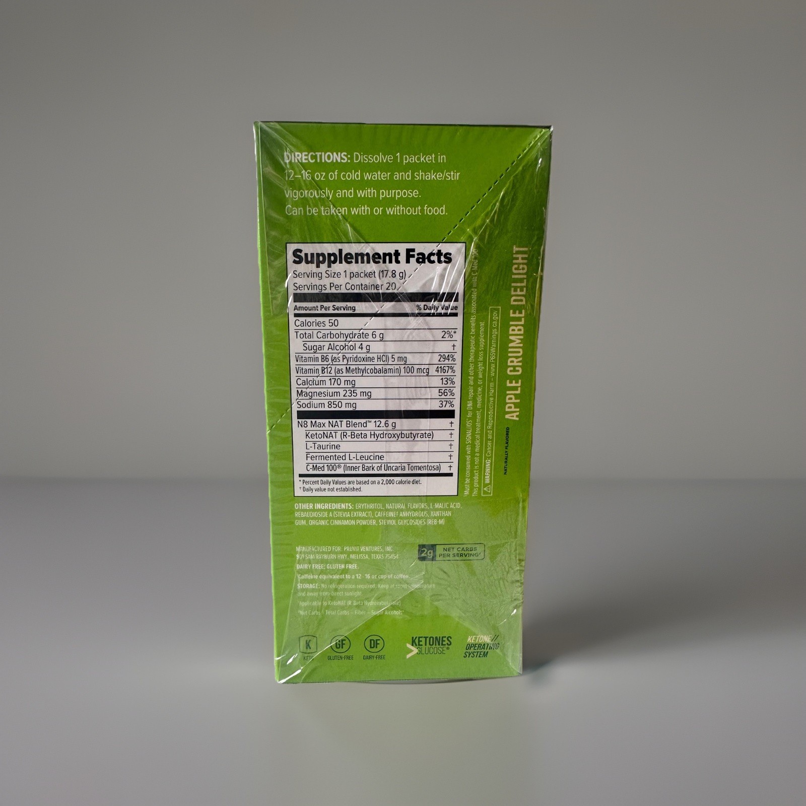 Pruvit Keto OS NAT Apple Crumble D Charged Ketones Drink Mix | Energy Focus Keto