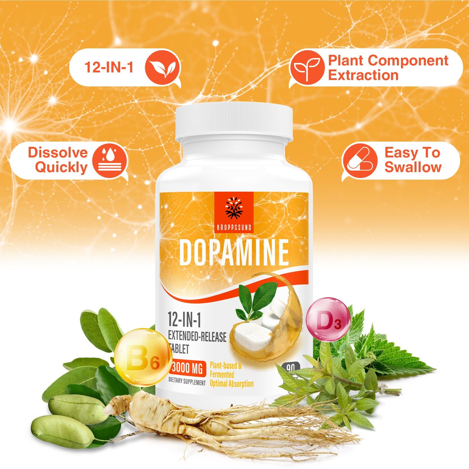 Natural Dopamine Supplement 90 Tablets 1 Bottle