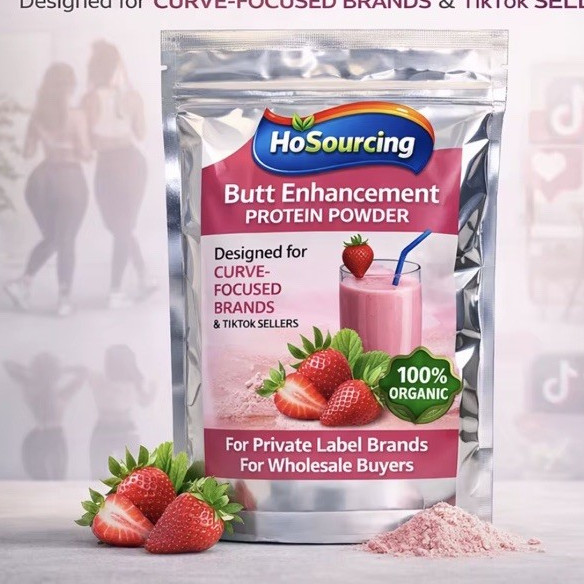 BOOTY CURVE Butt Enhancement Protein Powder Strawberry 400g Organic (01/2028)