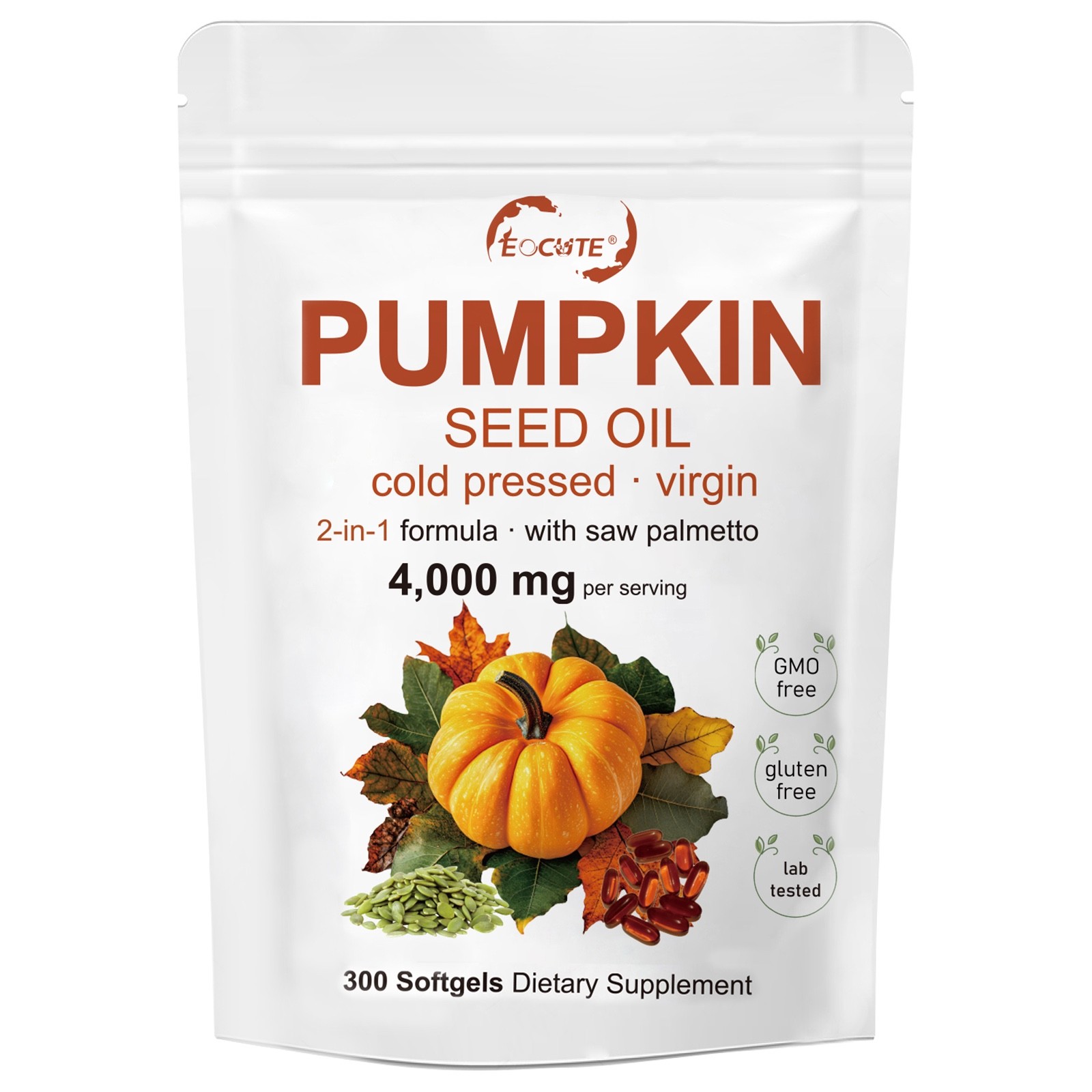 Pumpkin Seed Oil Saw Palmetto 4000mg Softgels Natural Prostate Support Free ship