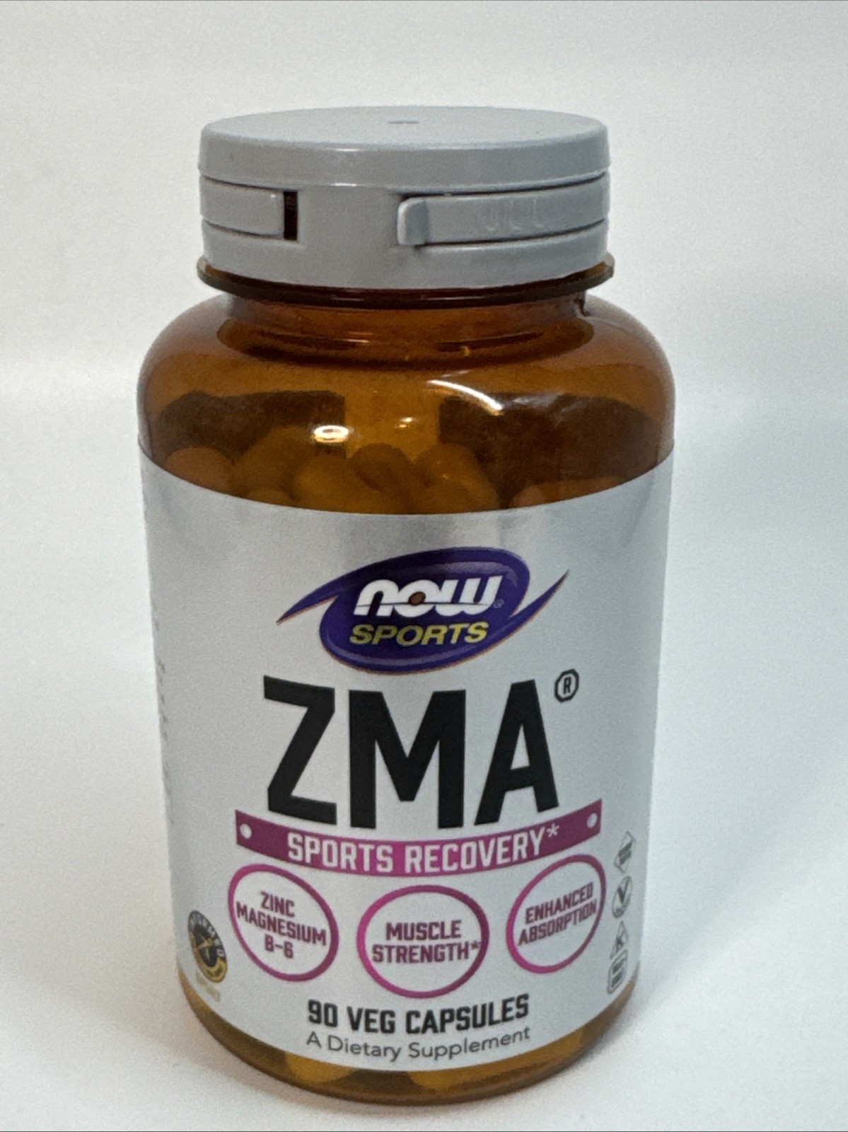 NOW Foods ZMA 90 Caps Zinc Magnesium Vitamin B6 Muscle Recovery & Sleep 05/2029