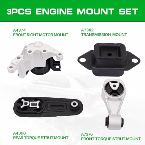 Engine Motor Transmission Mount Kit Compatible with 2013-2019 Sentra L4 1.8L