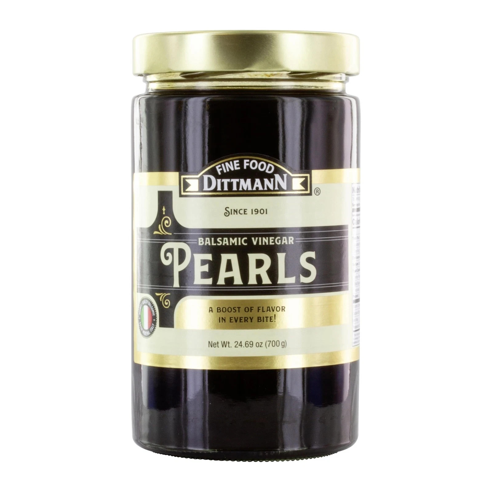 Dittmann Balsamic Vinegar Pearls 24.69oz Glass Jar Made in Italy Imported Fresh