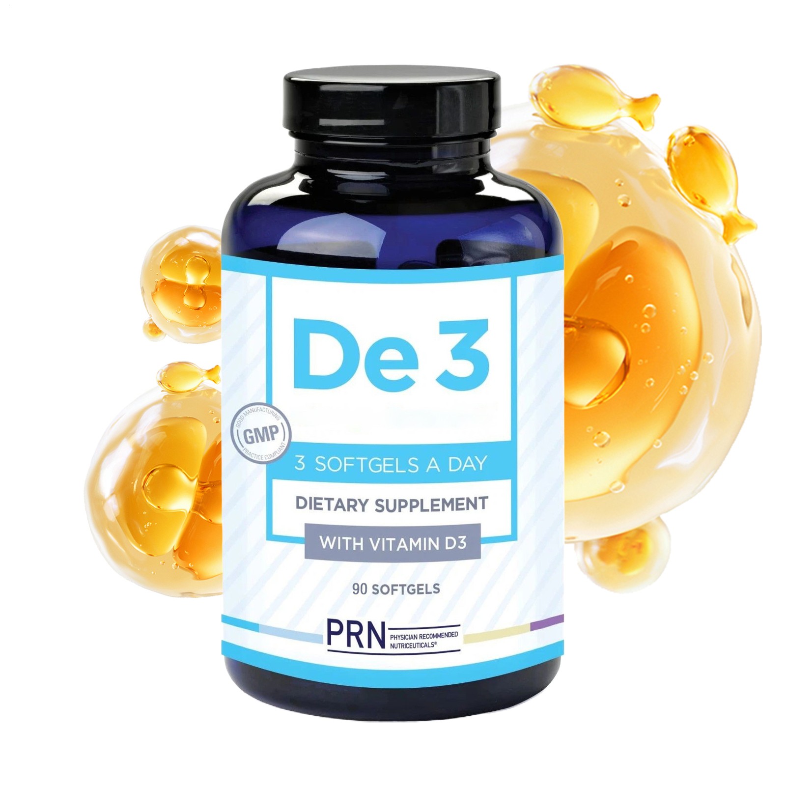 PRN De3 Dry Eye Omega Benefits Dietary Supplement with Vitamin D3 270 Softgels`