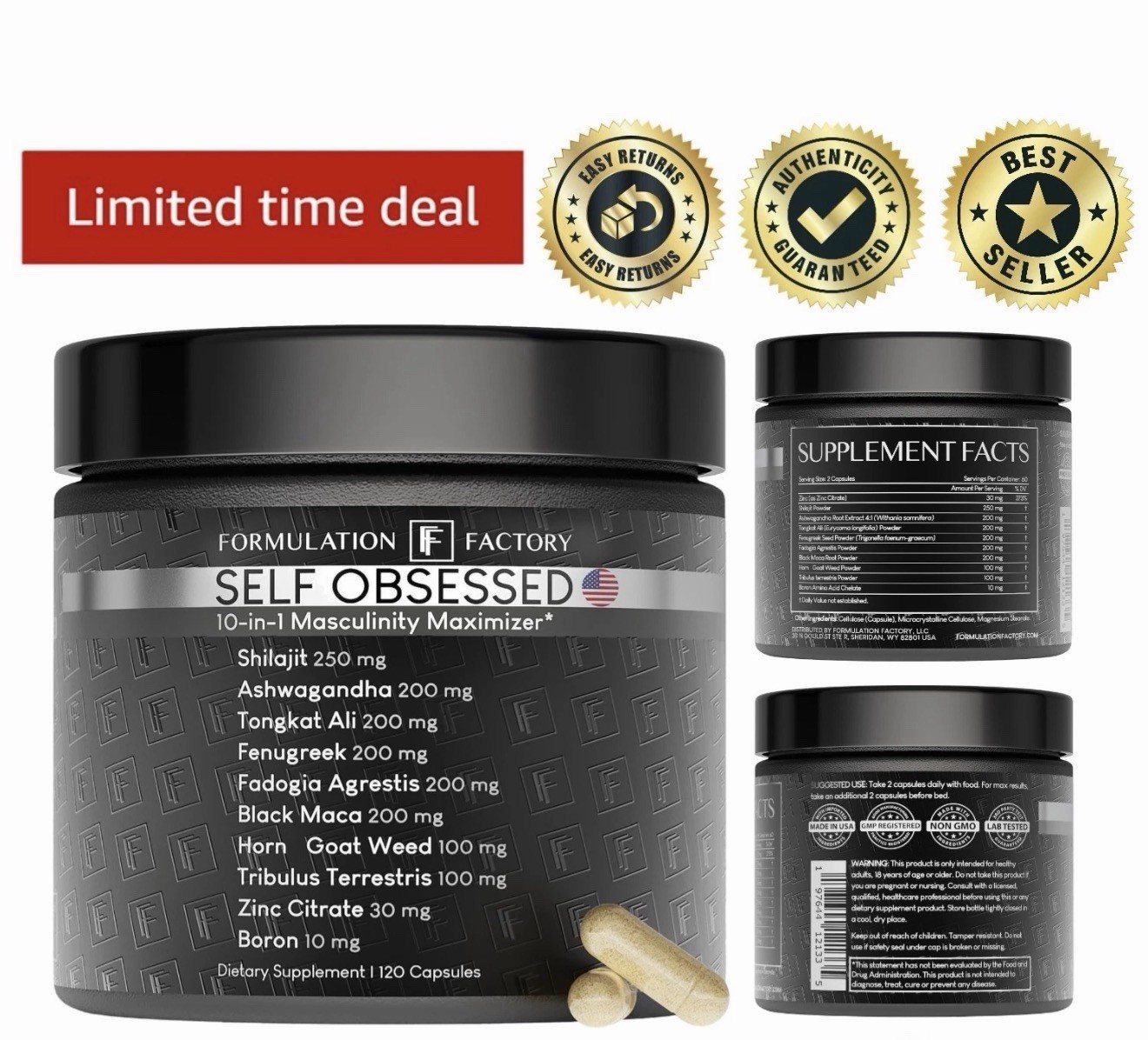 Self Obsessed Masculine Vitality & Testo Support – 120 Capsules 10-in-1