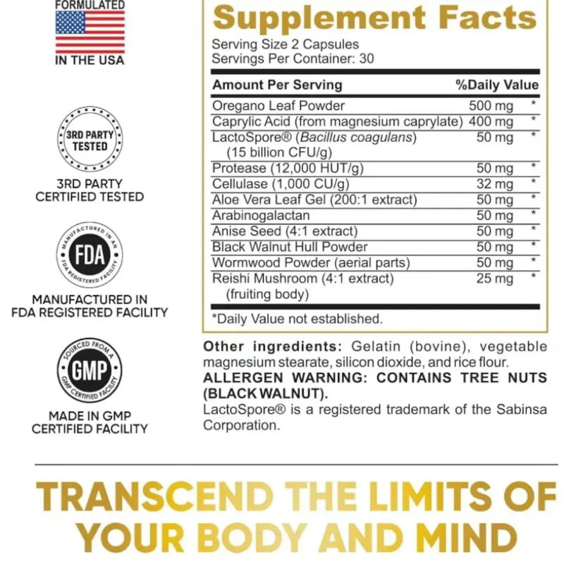Pure Peak Candida Cleanse 60 Vegan Capsules Probiotic Gut Health Support