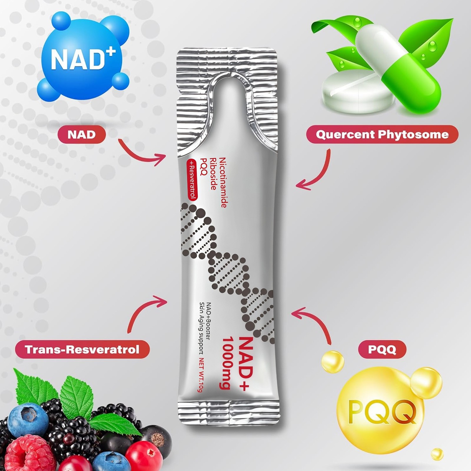 NAD+ Supplement 60pcs Premium Nicotinamide Riboside & Resveratrol DNA Repair