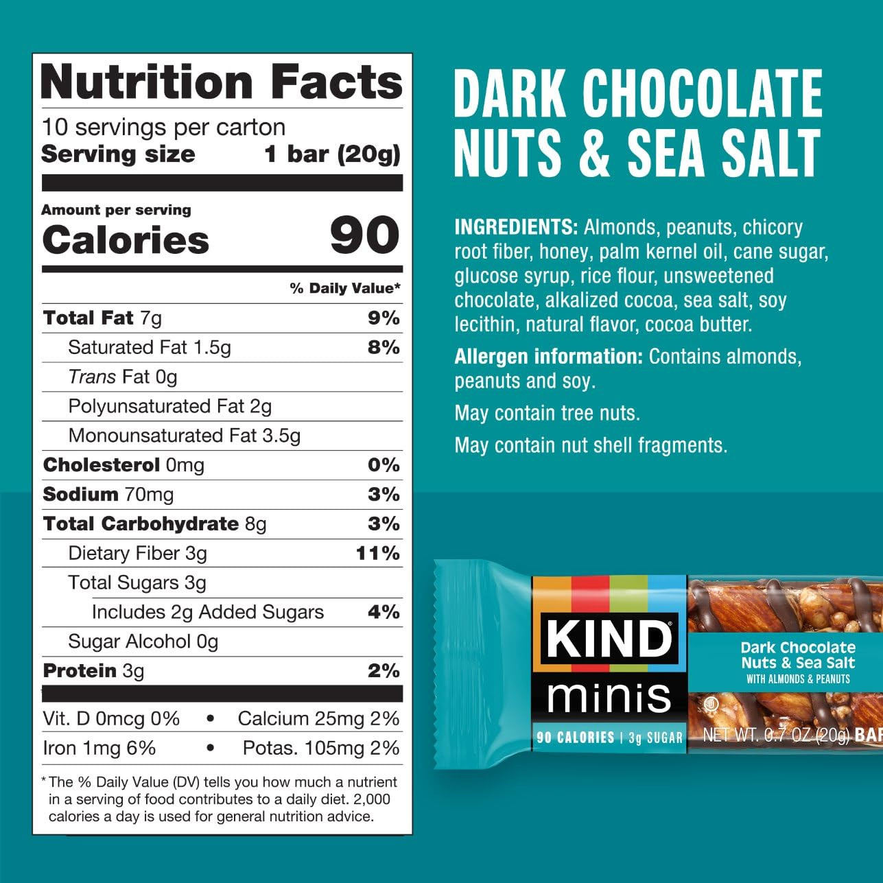 KIND Mini Snack Bars Variety Pack, Gluten Free, Low Sugar, Low Calorie Snacks, D