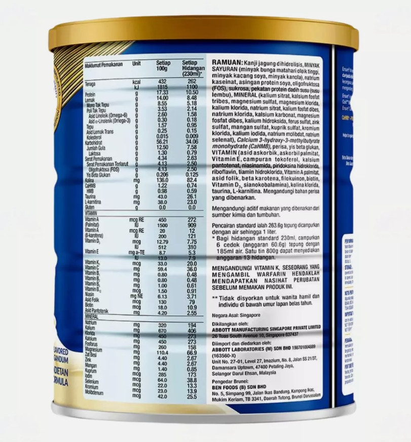 2 X Abbott Ensure Gold 800g Vanilla Flavour Milk Powder