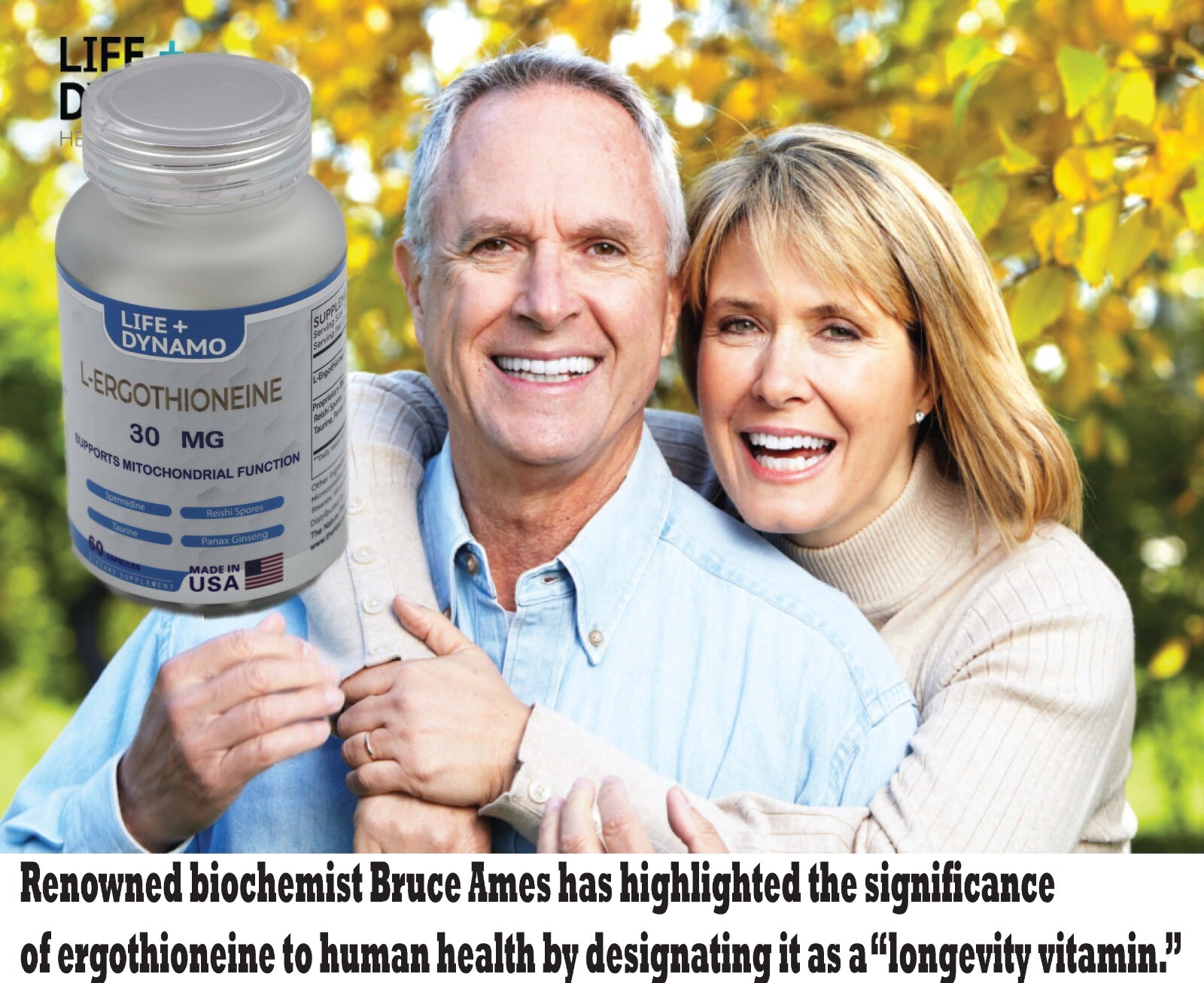 FixedinSeconds Fermentation Based L-Ergothioneine 30mg for Longevity, Anti-Aging