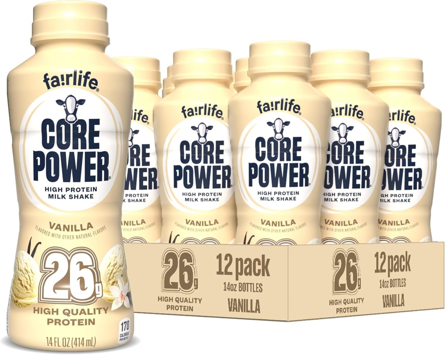 Core Power Vanilla Protein Shake 26g, 14oz Bottle, 12-Pack