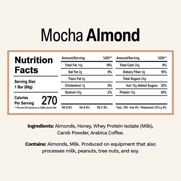 Rise Whey Protein Bars Mocha Almond 15g Protein 12 Count