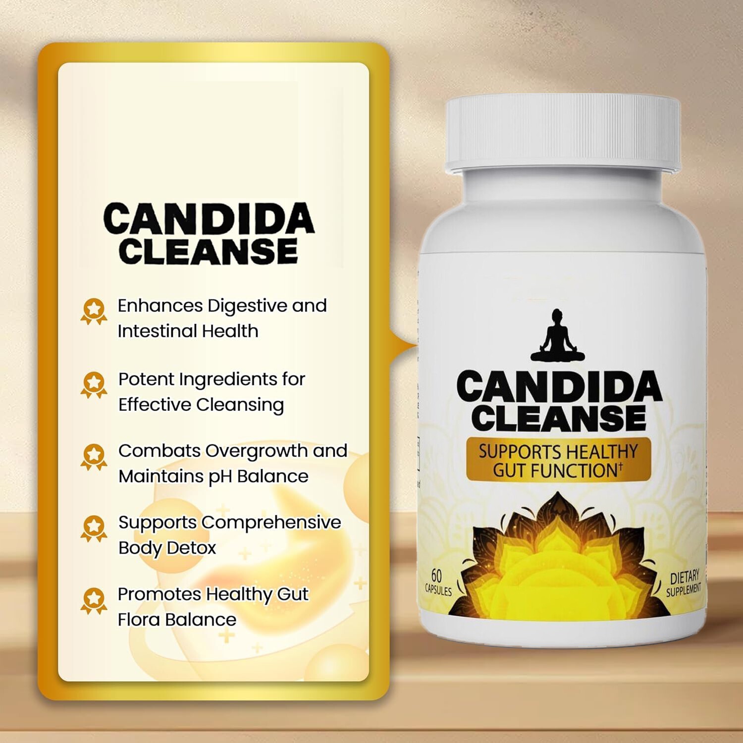 Candida Cleanser 60 Capsules – Natural Herbs – Gut Health – Detox & Vitality+