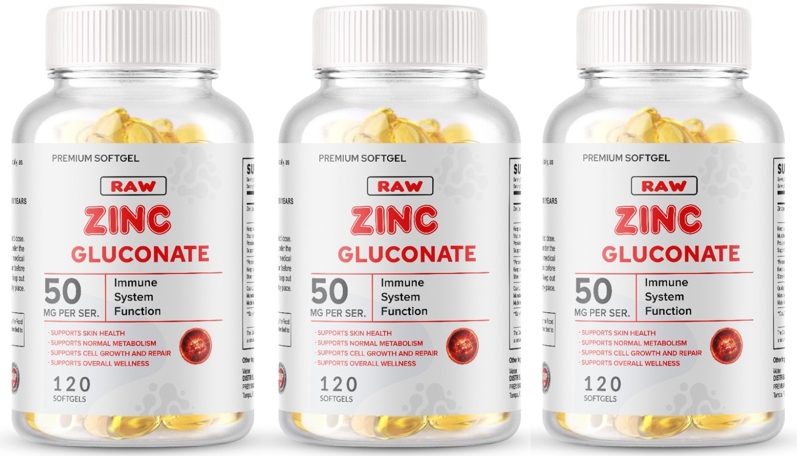 Zinc Gluconate 50mg .30 Servings Softgels Gluten Free Non-GMO USA MADE Shipped