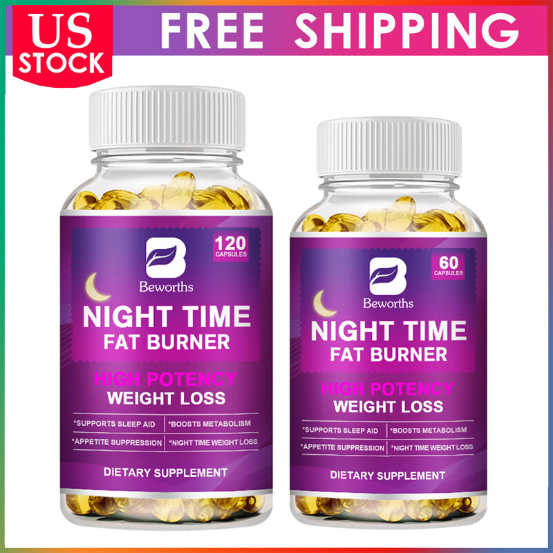 Night Time Fat Burner Supplement Weight Loss Appetite Suppressant Detox 60/120pc