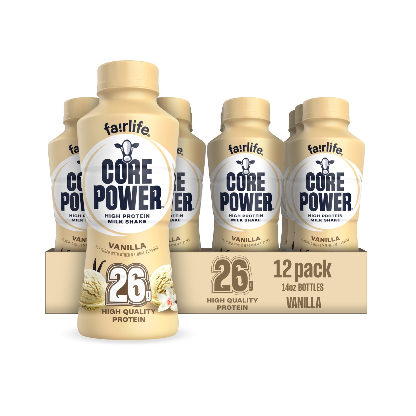 Core Power Protein Shake Vanilla 26g Bottle 14oz 12 Pack Free SHIP.