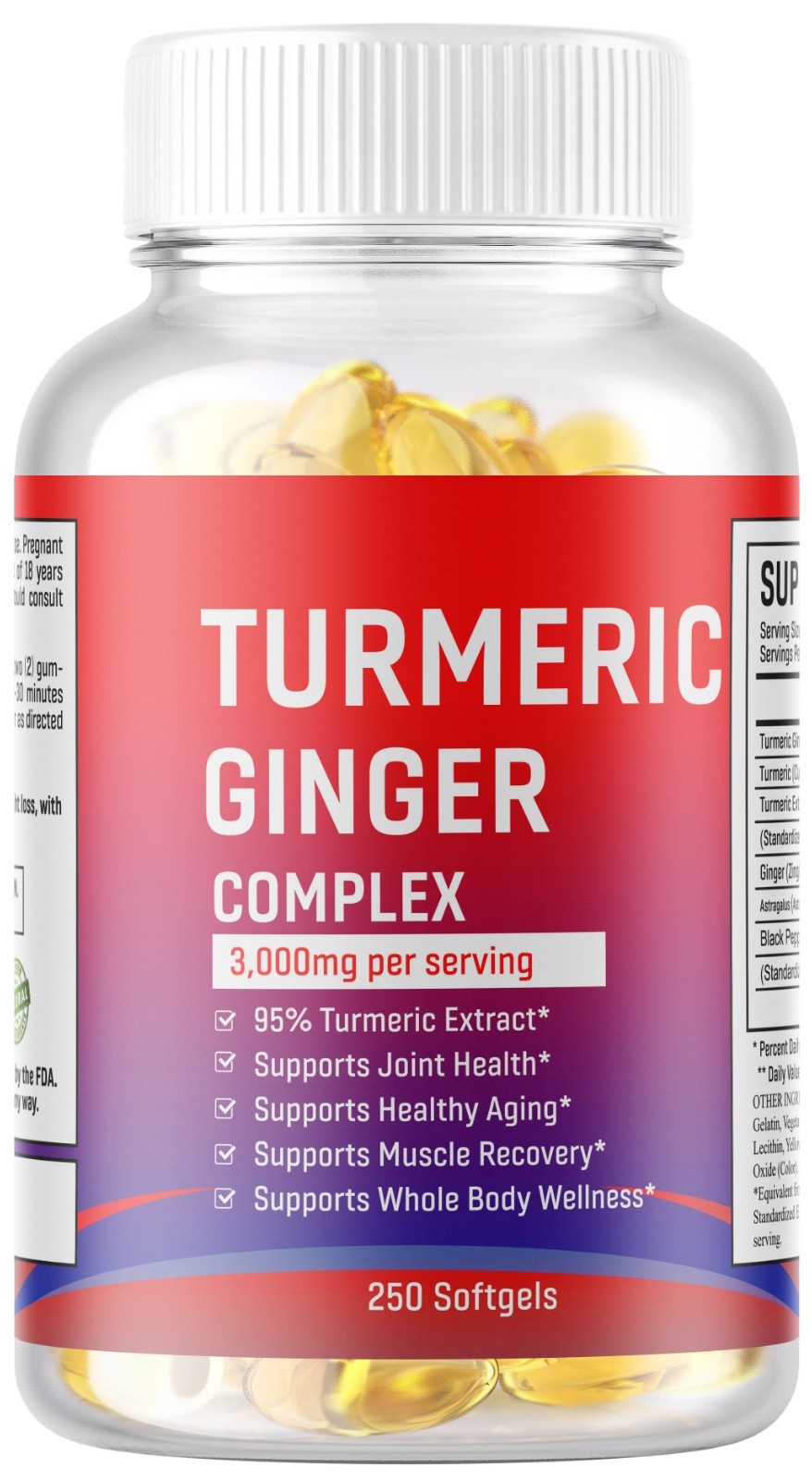 TURMERIC 95% CURCUMIN EXTRACT TUMERIC BLACK PEPPER ANTIOXIDANT BEST 250 caps