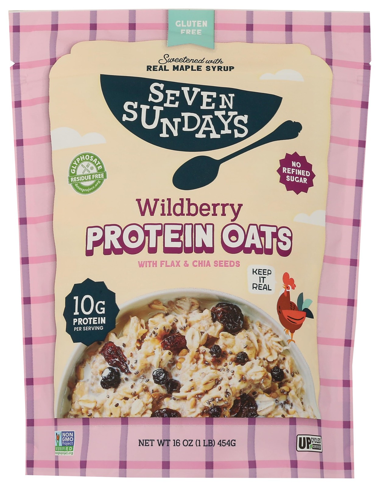 Seven Sundays Protein Oats, Wildberry, 16 Oz Bag, Gluten 16 Ounce (Pack of 1)