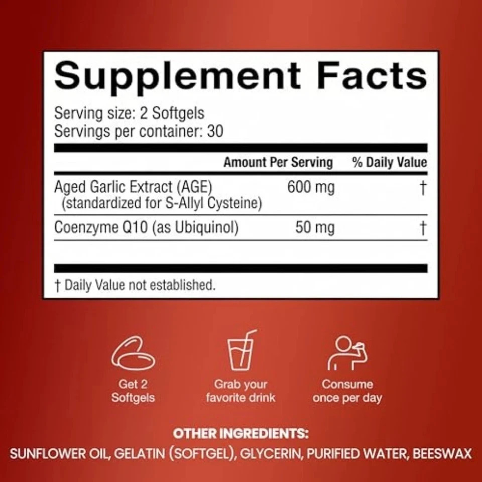 Resilia Garlic Extract 600mg Softgels (60 Count) – Odorless Aged Garlic Extra…
