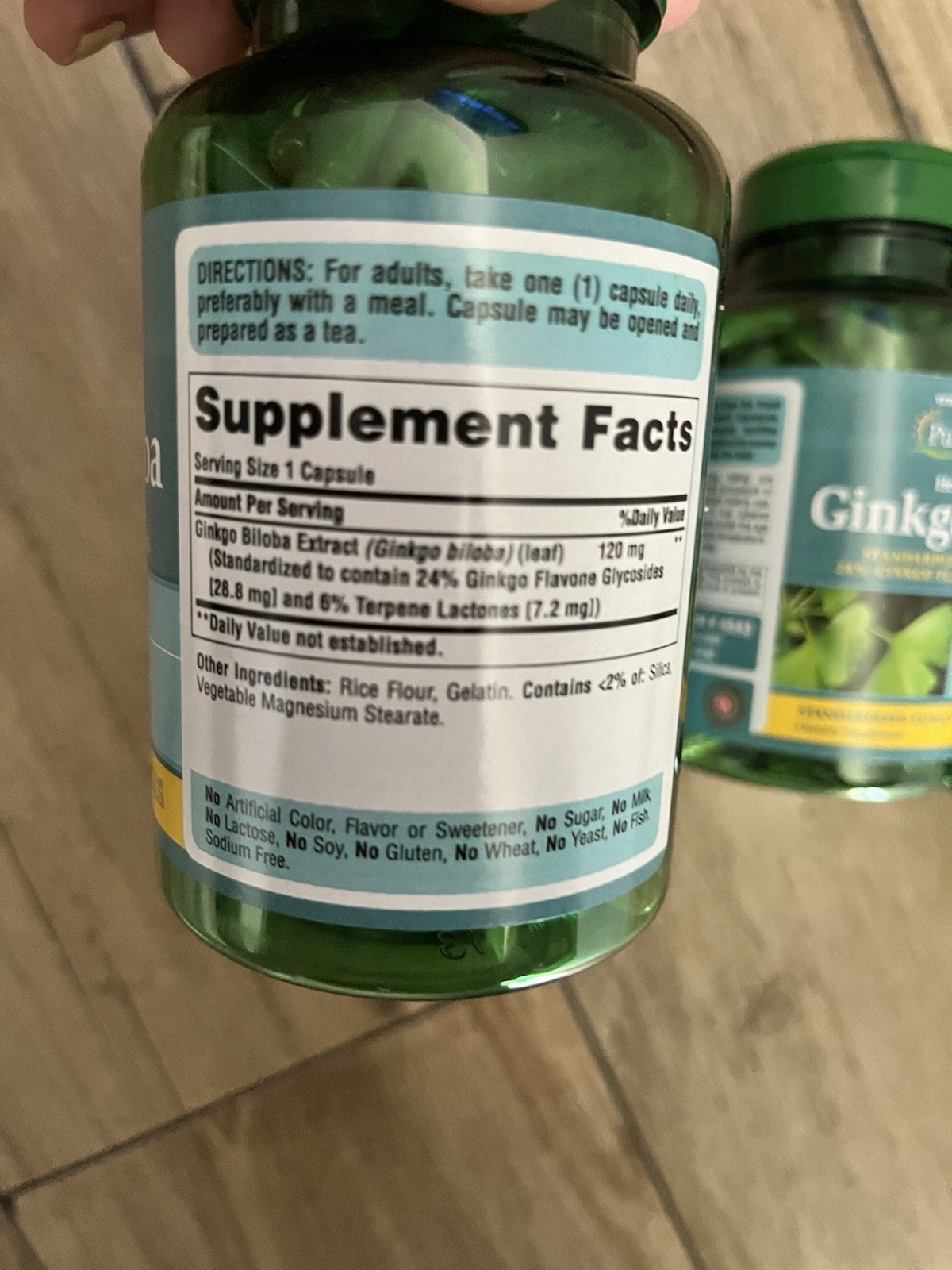 2 pack Ginkgo Biloba 120mg Standardized Extract 200Caps Puritan Brain Health LOT
