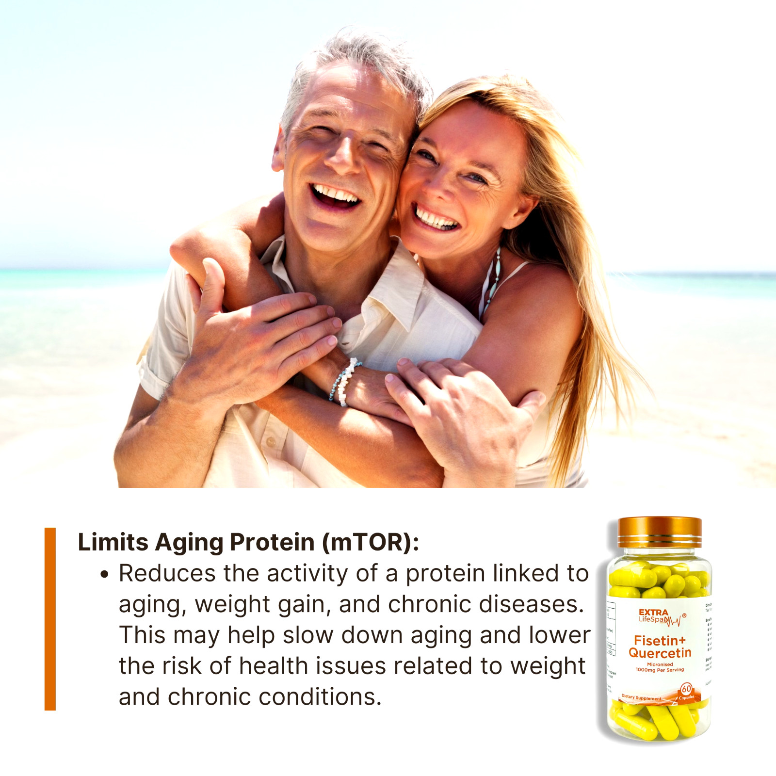 Fisetin 99.8% Quercetin 99.8% Australia 500mg 3 x 60s Extra Lifespan Supplements
