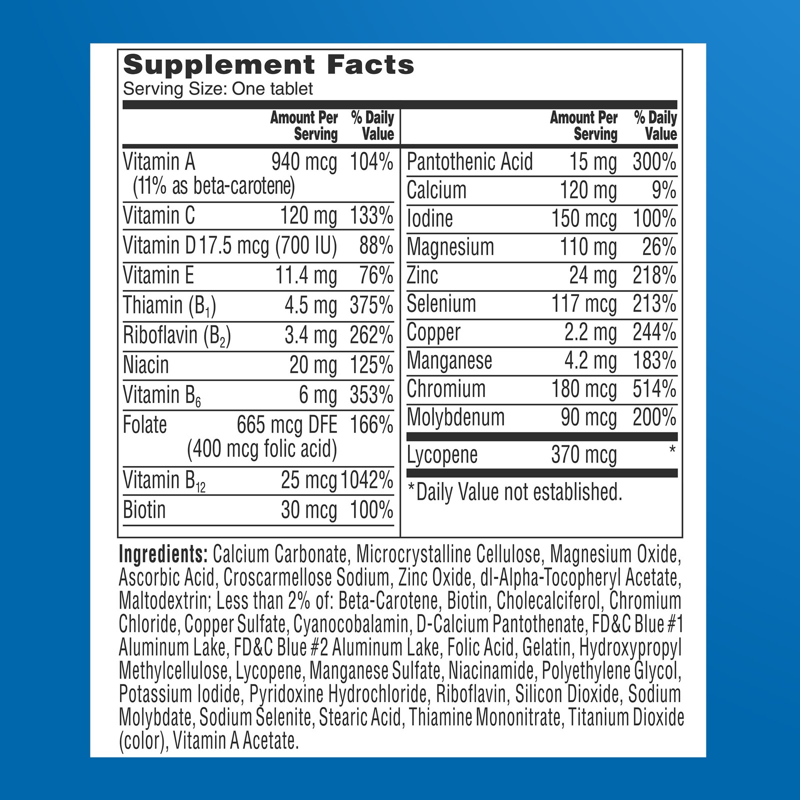 One A Day Men’s 50+ Multivitamins, Supplement 100 Count (Pack of 1), White