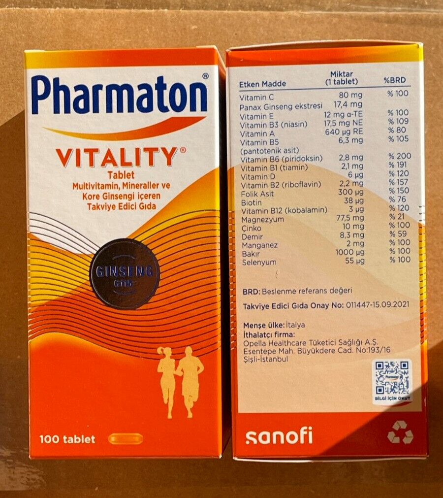 3 x Pharmaton Vitality Multivitamins & Minerals 100 Tablets – 3 PACK