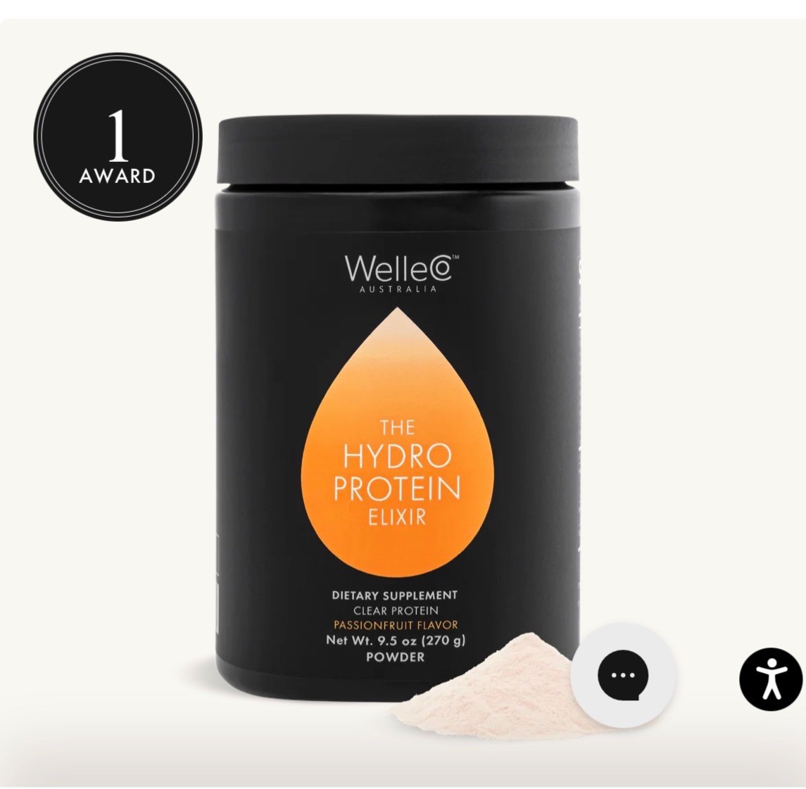 WelleCo HydroProtein Elixir Passionfruit Vegan Gluten Free