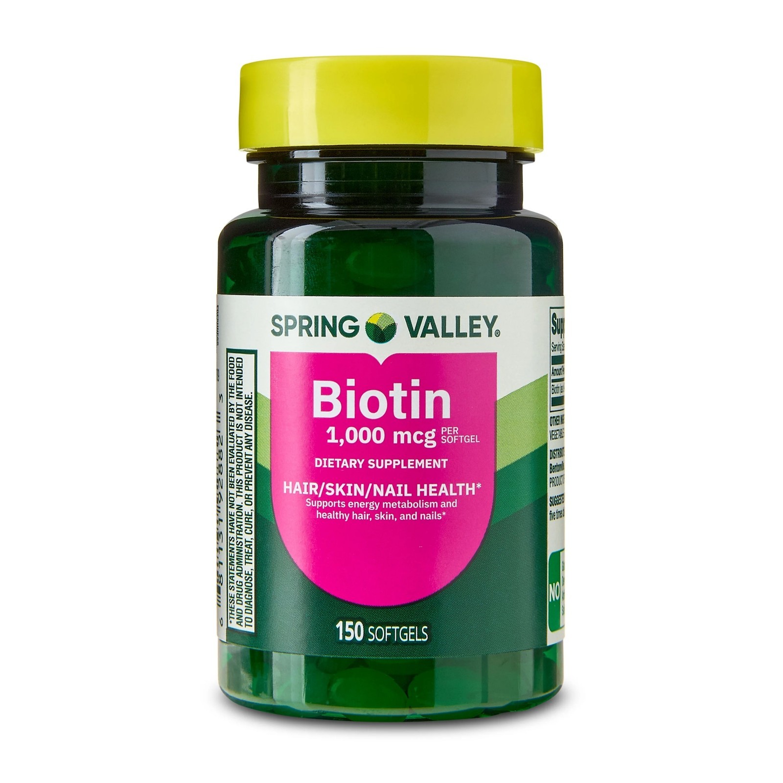 2 pack Spring Valley Biotin Dietary Supplement Softgels for Hair/Skin/Nails He