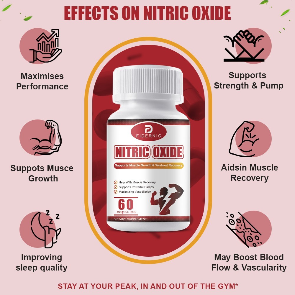60 Capsules Nitric Oxide Booster Supplement for Vasodilation & Muscle Health