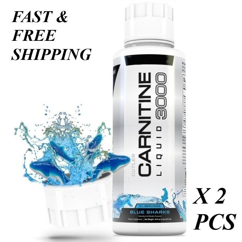 2 PACKS-NEW Cutler Nutrition Liquid Carnitine 3000mg Blue Sharks flavor SEALED*