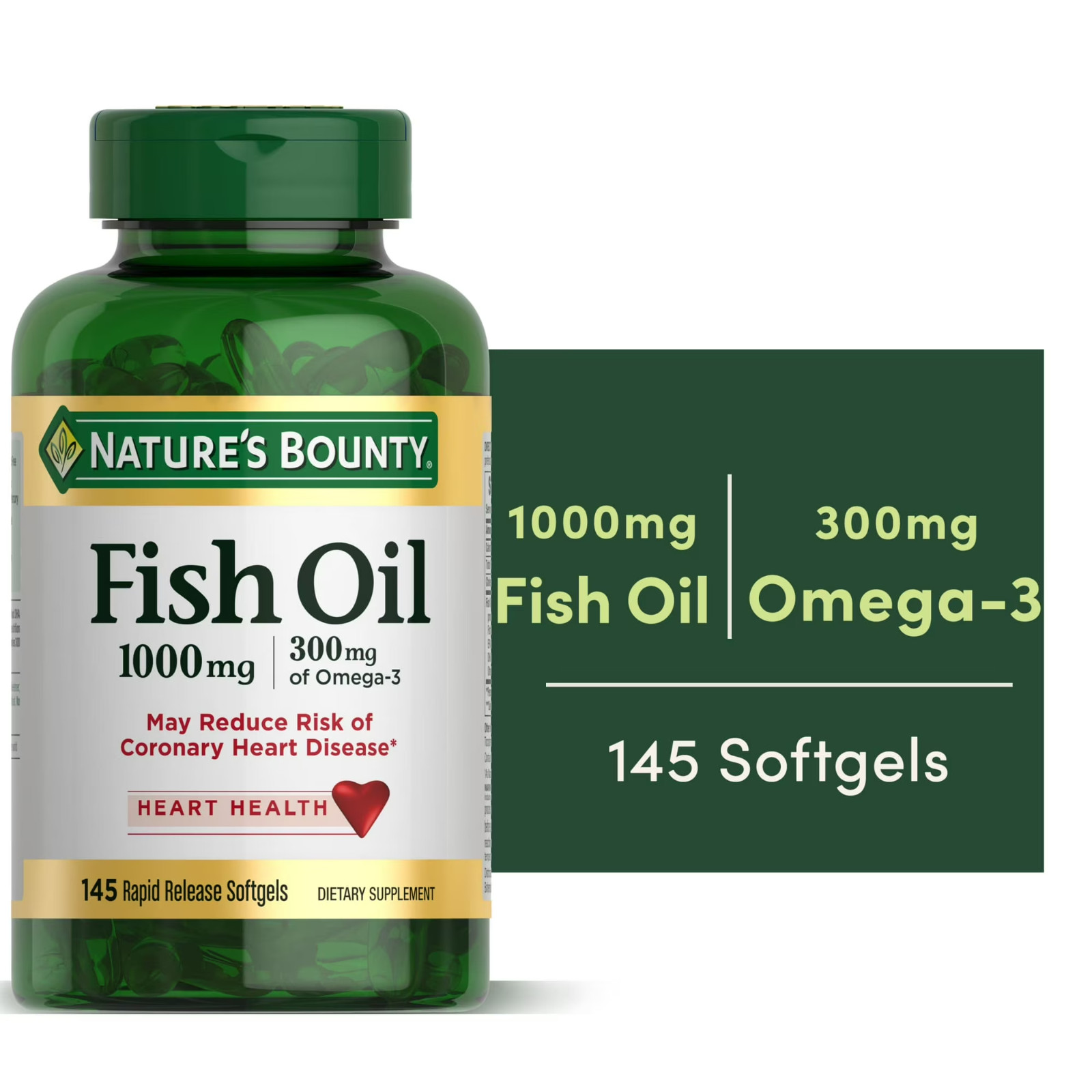 Nature’s Bounty Fish Oil With Omega 3 Softgels, 1000 Mg, 145 Ct