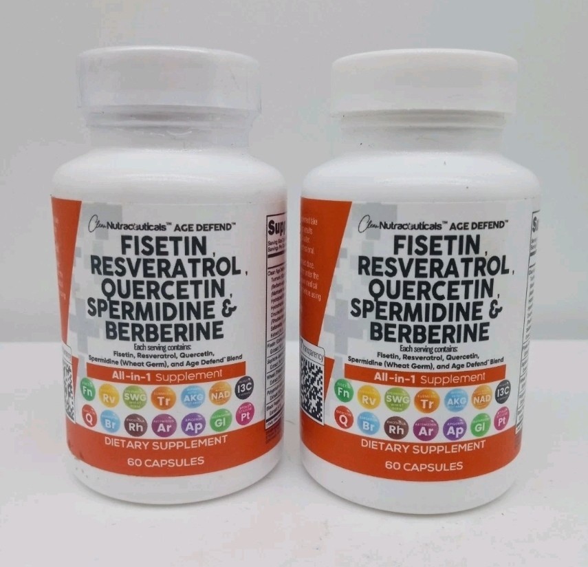 2pk Clean Nutraceuticals Age Defend Fisetin Resveratrol Quercetin Berberine 2027