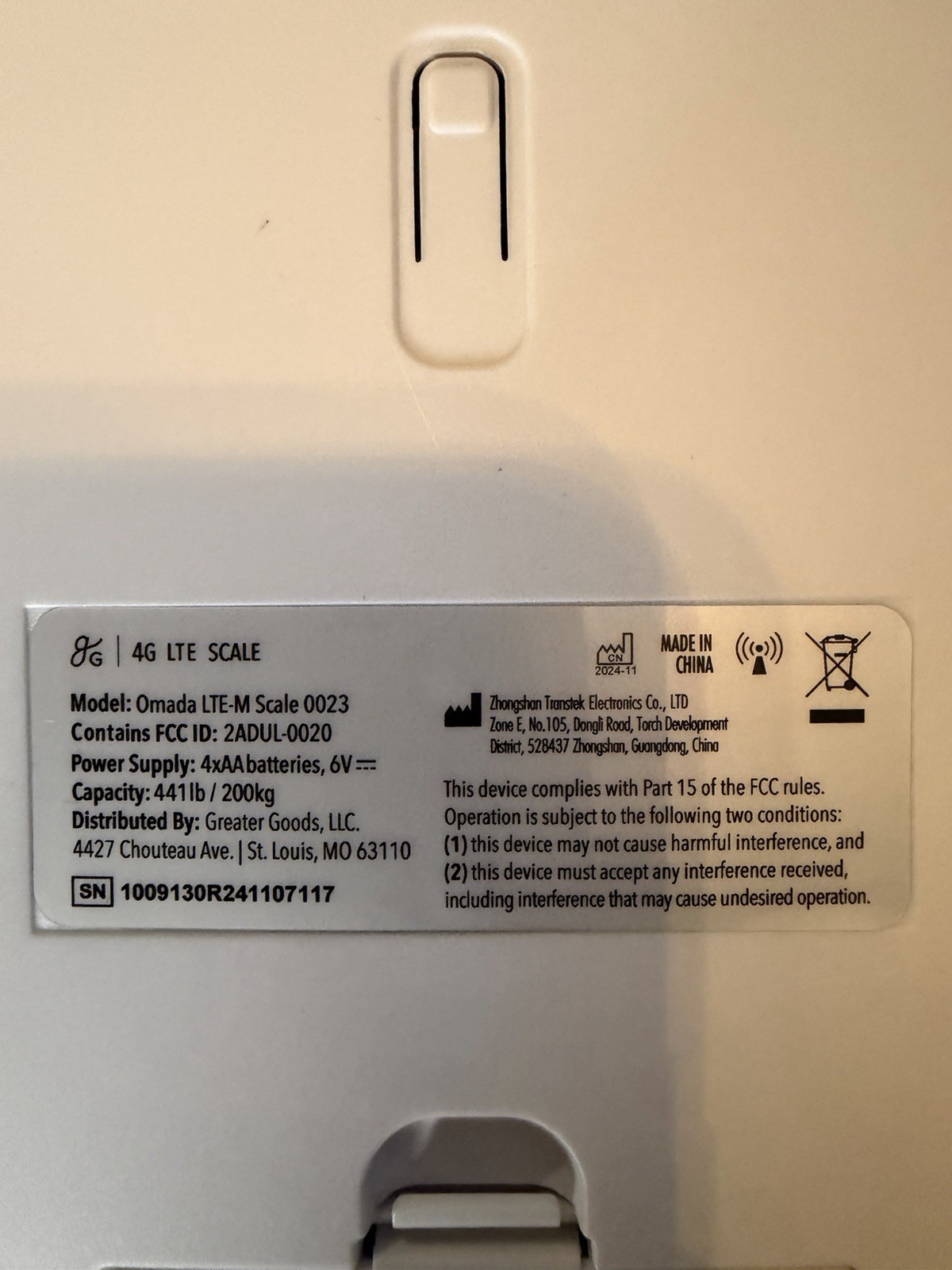 Omada LTE-M Scale 0023 Wireless Digital Bathroom Scale 441 lb Black