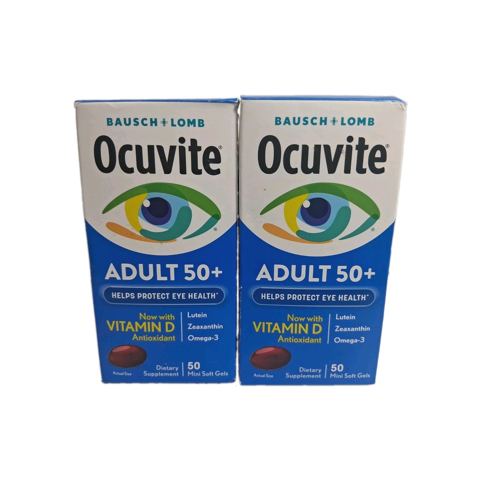 Bausch+Lomb Ocuvite Adult 50+ Vitamin& Mineral SoftGel – 50ct Ea Lot Of 2 New