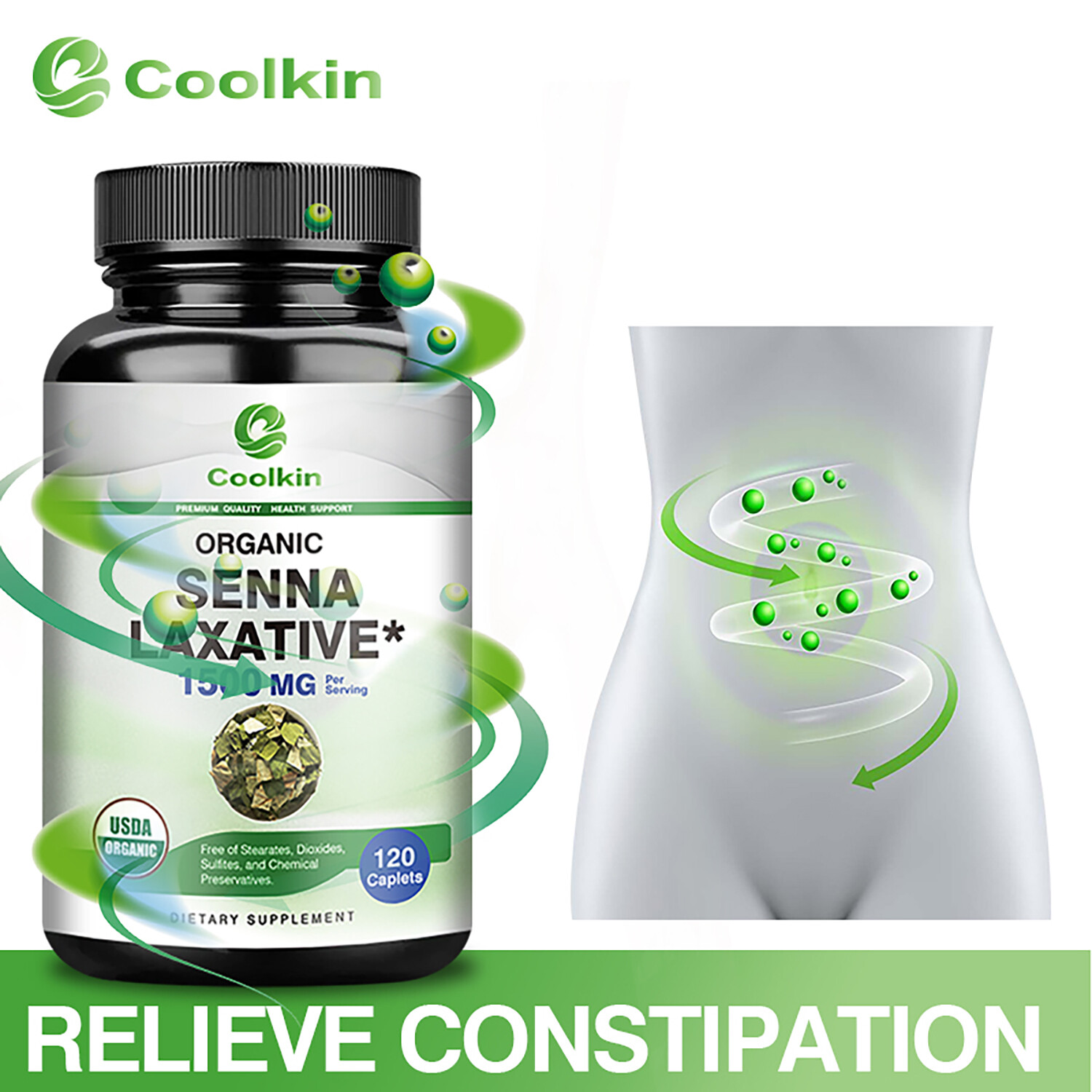 Organic Senna Laxative 1500mg – Cleanse&Detox,Digestive Support,For Constipation