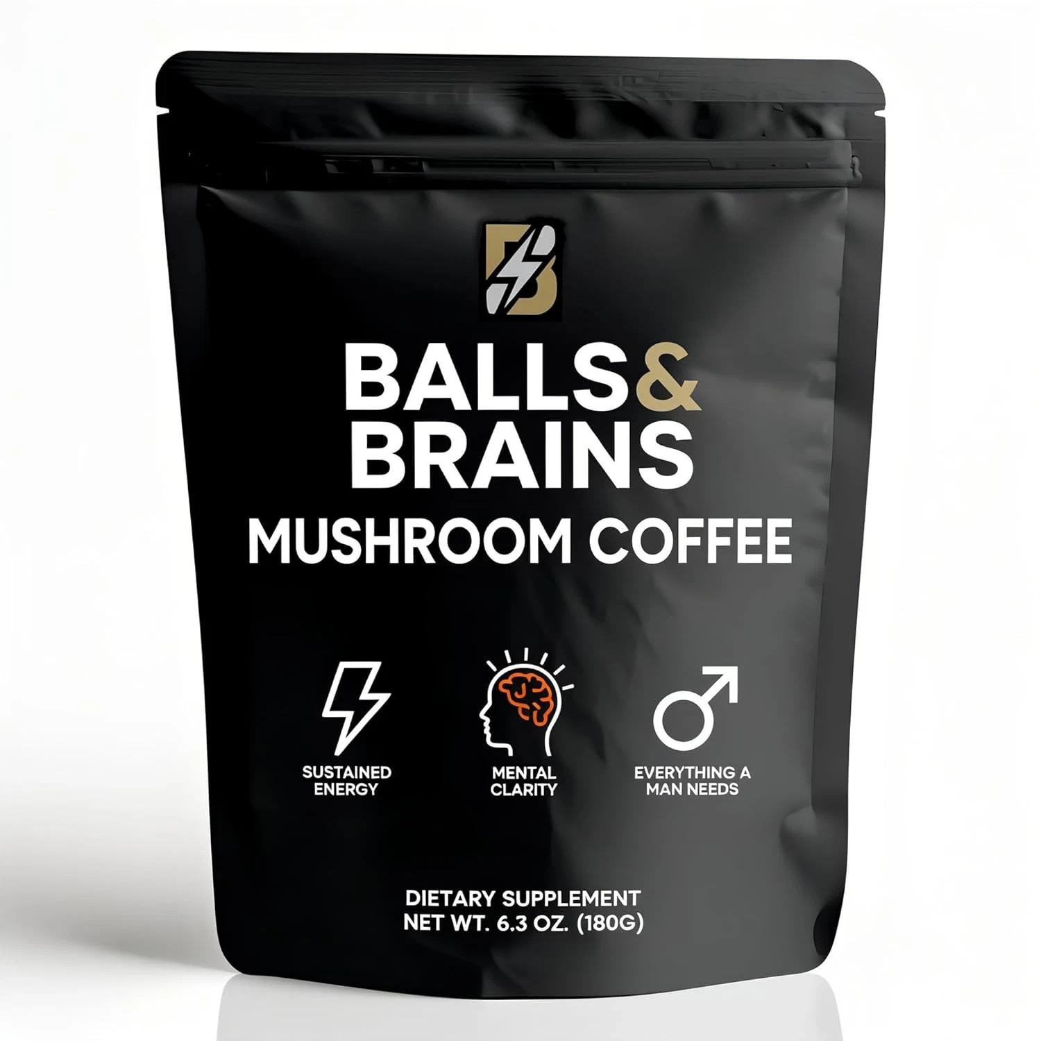 Balls n Brains Mushroom Coffee – Instant Coffee with Men’s Herbal Energy, Suppor